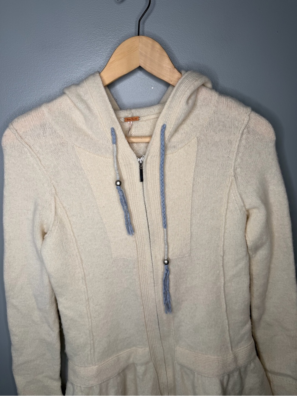 Free People 100% Wool Peplum Full Zip Hoodie - Picture 4 of 10